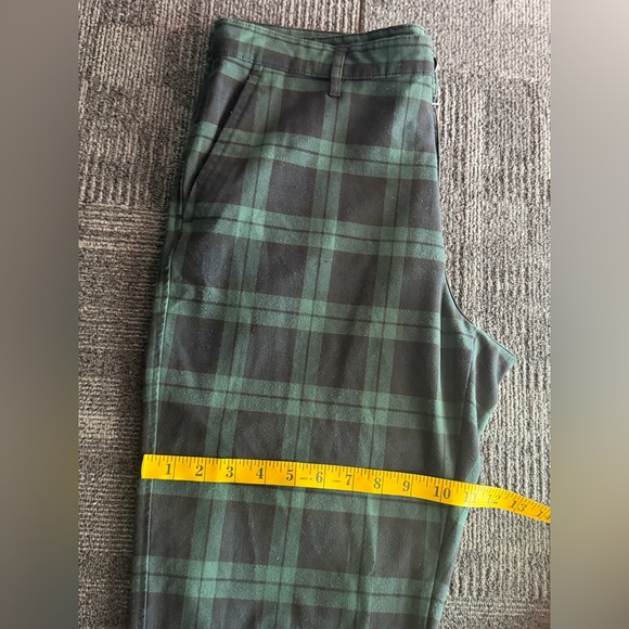 ZARA Men’s Pants Tartan Plaid Slim Chino Green Black Size 32 - Picture 9 of 12